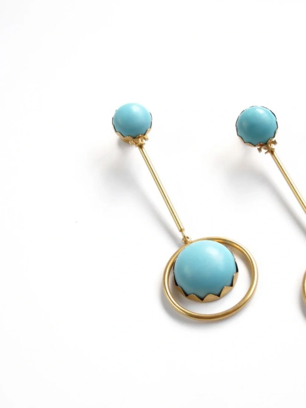 Tory Burch Gold-Tone Earrings with Turquoise Cabochons